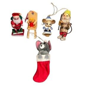 Lot of 5 vintage Christmas ornaments
